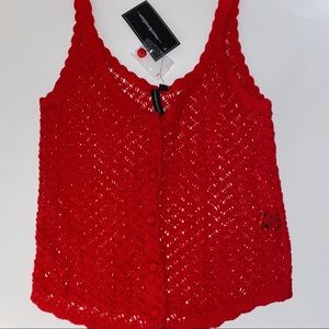 NWT MOON & MADISON RED OPEN KNIT TANK TOP MEDIUM